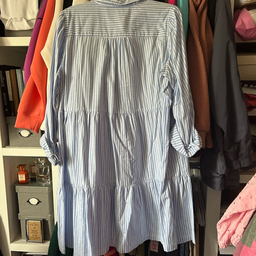 Crown & Ivy Blue Striped Long Sleeve Dress